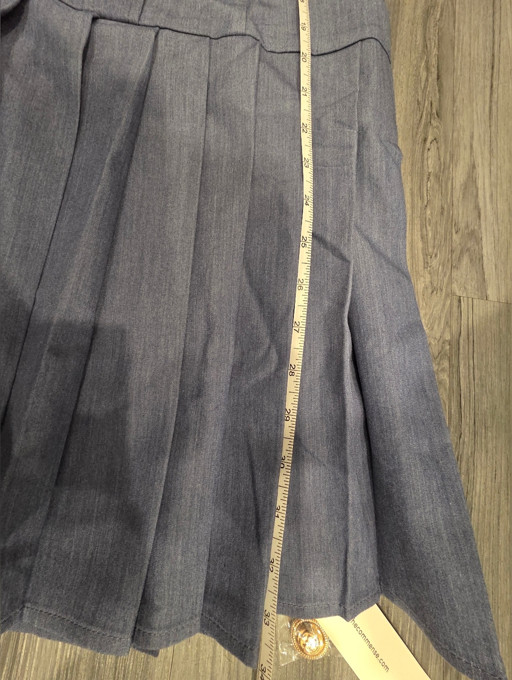 COMMENSE Metal Button Halter Neck Pleated Dress Supersoft Light Blue Medium NWT - Picture 12 of 12